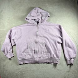 Y2K Victoria's Secret Pink Cropped Hoodie Women's Medium Purple Full Zip #2468