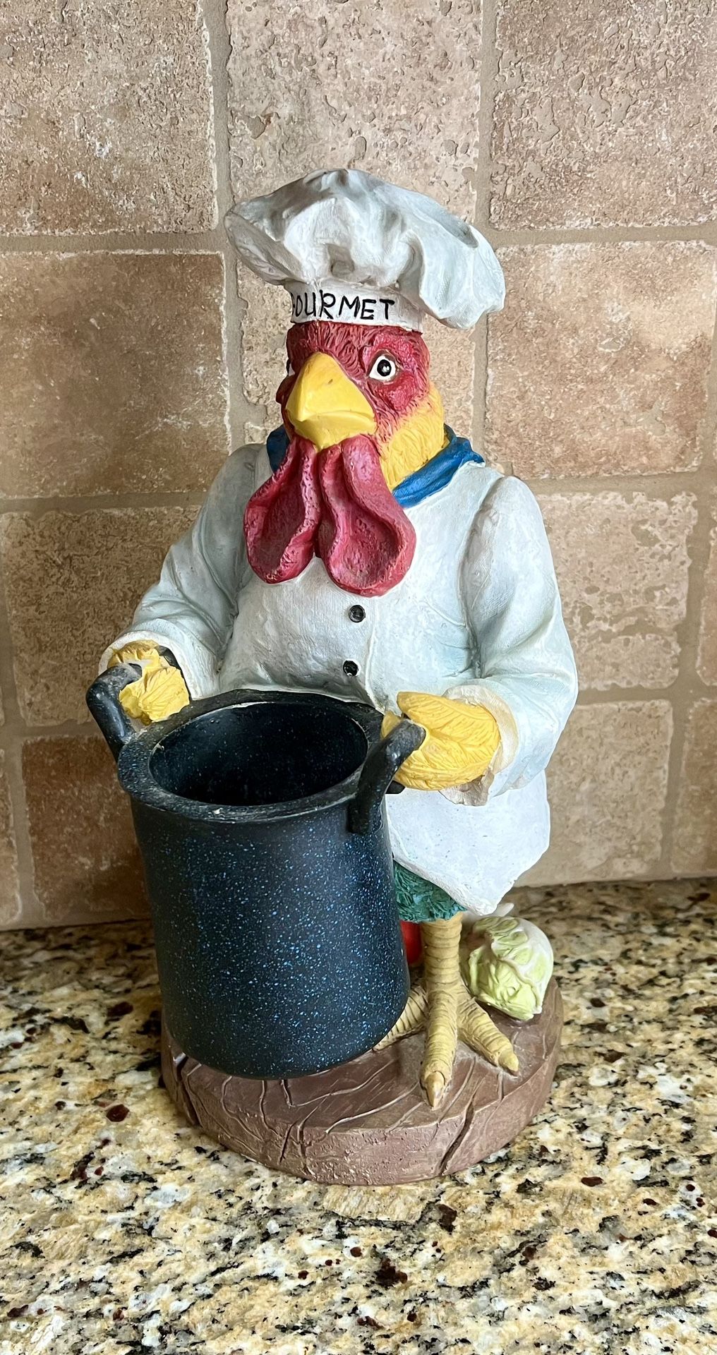 Vintage Rooster Chef Kitchen Utensil Holder