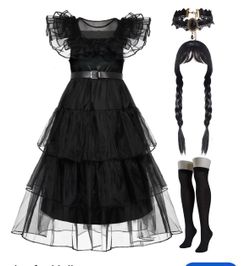 Black gothic dress with ruffled sleeves and tiered skirt, size S #gothic # new