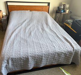 Queen size bed frame with back board