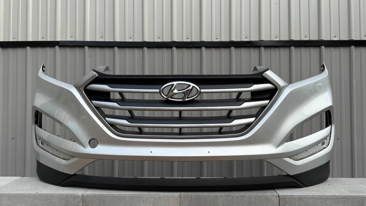 HYUNDAI TUCSON SILVER Front Bumper ORIGINAL + LOWER VALANCE + UPPER RADIATOR GRILLE + EMBLEM + 2016 2017 2018