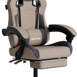 Gaming Chair with Massage,Ergonomic PC Gaming Chair with Footrest Comfortable Headrest and Lumbar Support, High Back, 300LBS (Grey)