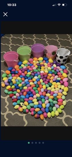 Easter baskets and plastic eggs