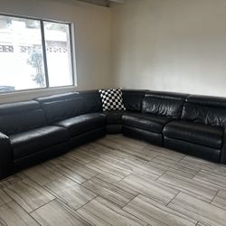 Black Leather Sectional 