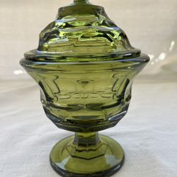 Fostoria Argus Green Lidded Compote Candy Dish & Lid