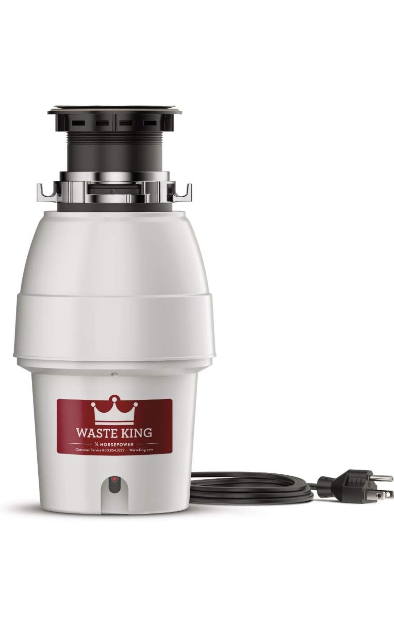 Waste King L-2600 Legend Series 1/2 HP Continuous Feed Garbage Disposal with Power Cord, Waste Disposer for Kitchen Sink