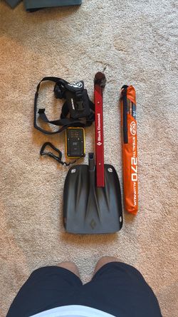 Backcountry bca beacon, black diamond shovel, and bca probe -