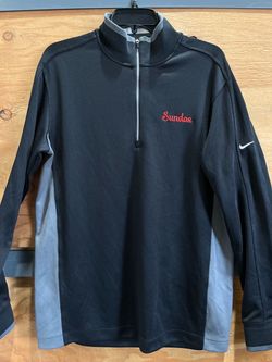 Nike black quarter zip sweatshirt with gray side panels and embroidered Sundae Men Size M