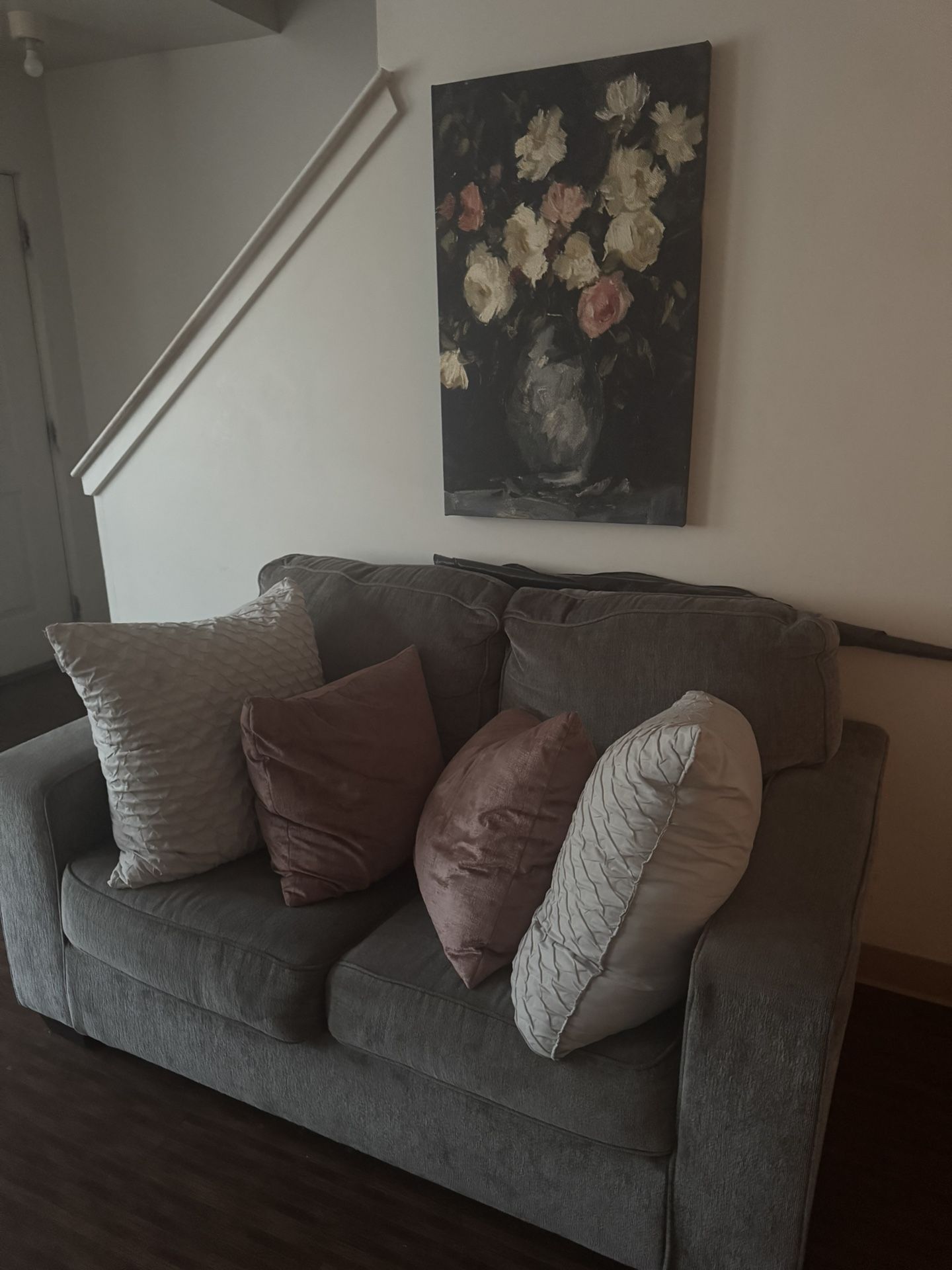 2 couches + an ottoman (pillows included)