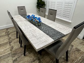 Modern Dining Table Set with 6 Chairs