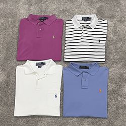 Qty 4 Men’s Size Large Short Sleeve Ralph Lauren Polo Collard Shirts