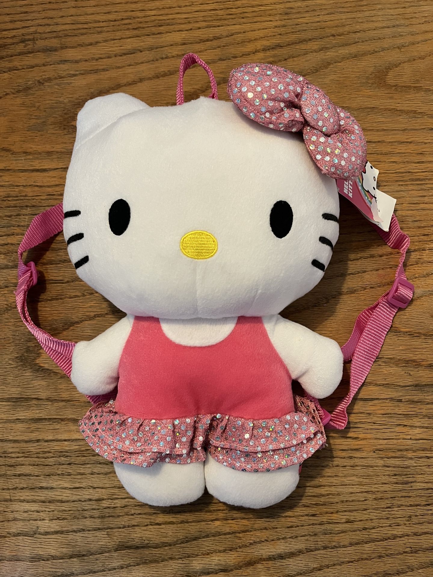 New Hello Kitty Plush Bright Colors Backpack Has Sparkly Skirt