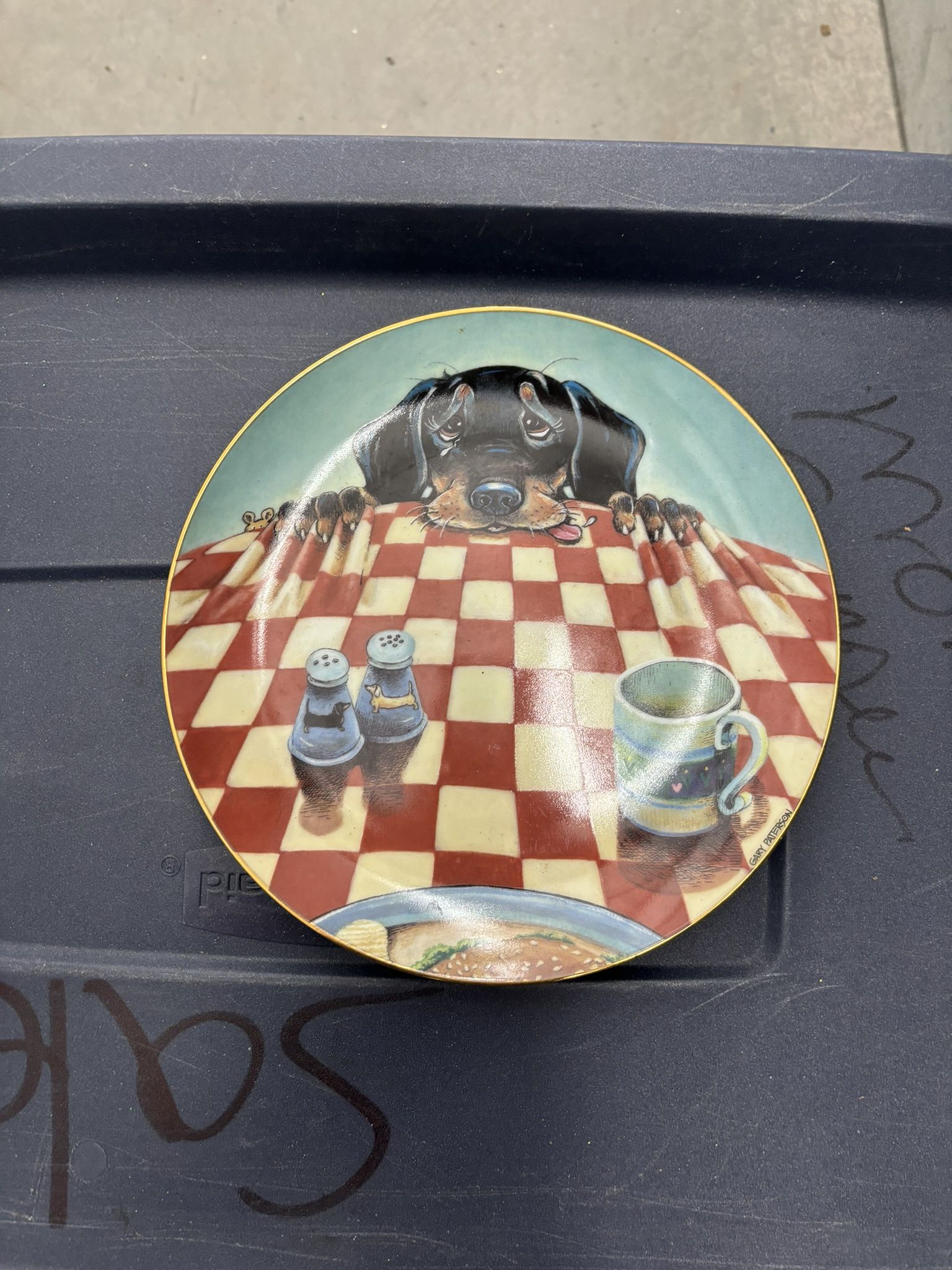 Art By Gary Patterson For Danbury Mint Limited Edition China Plate From Collection “Patterson Dachshund “ “ Hungry Hound”