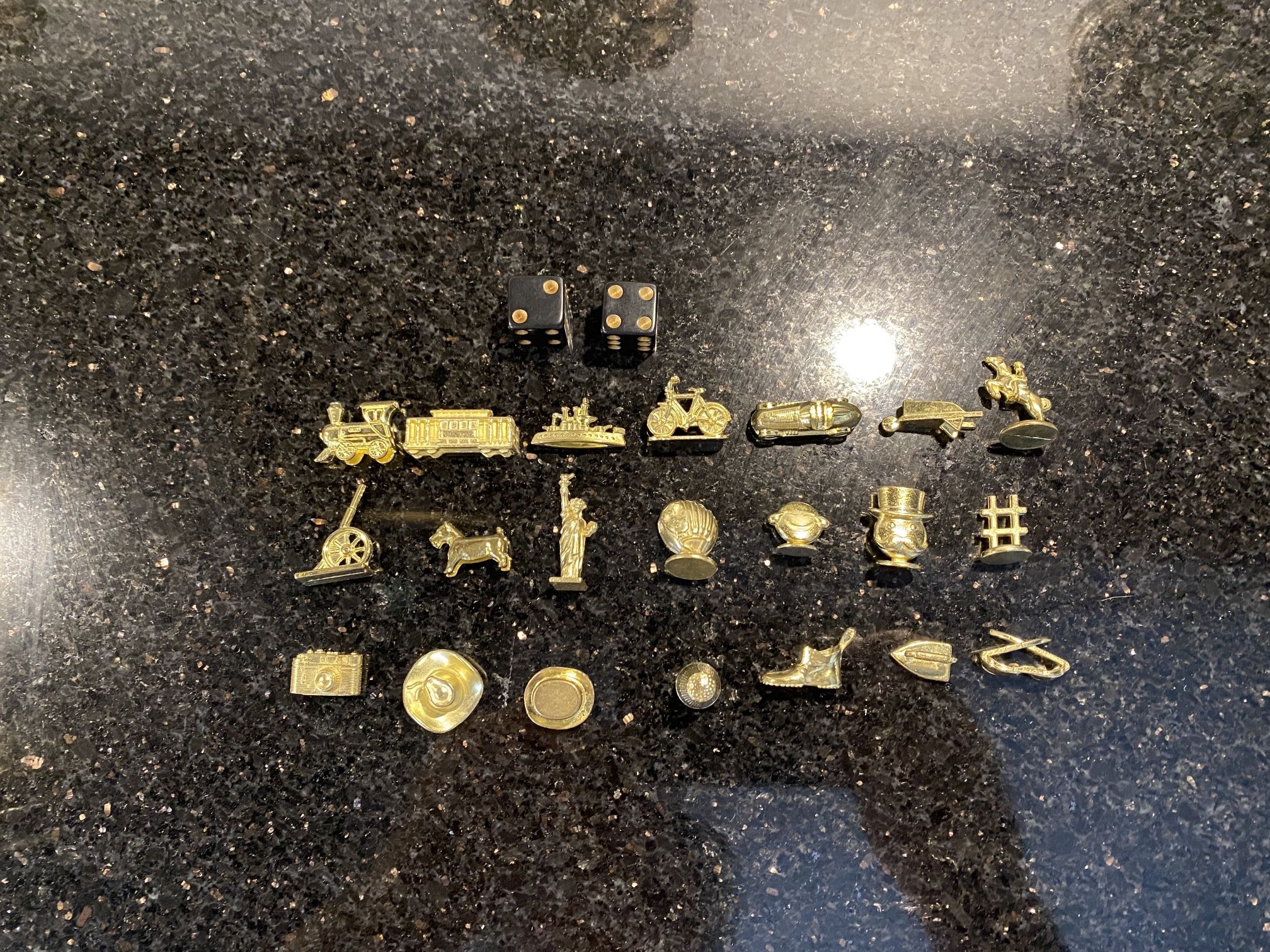 21Pc Monopoly Board Game Pewters Including Statue of Liberty & Other Rare Pieces