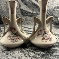 Vintage Porcelain Set Of 2 Vases
