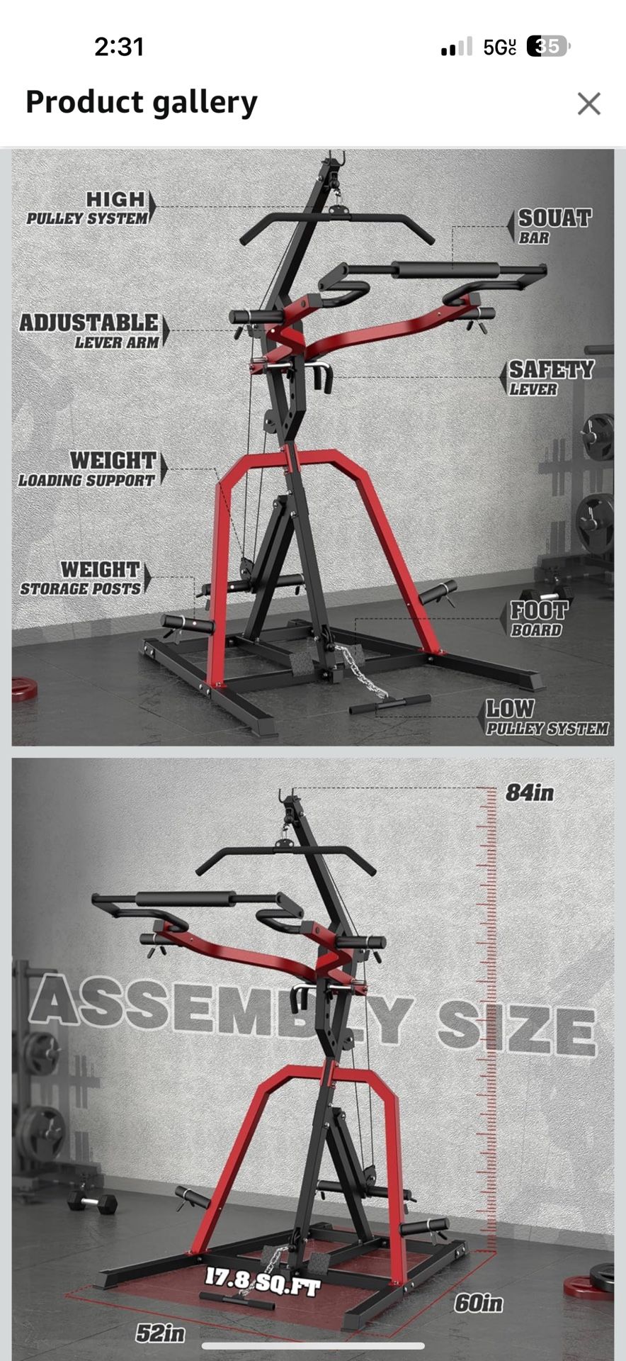 Squat Rack With Bar And GMWD Leverage Gym With Pulley System