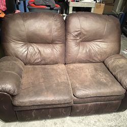 Recliner And Love Seat Double Recliner Brown  
