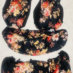 Floral Car Seat Cover Set with Leather Seatbelt Strap Protectors 