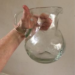 Crystal Pitcher  With Etched   Flowers
