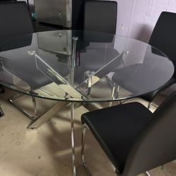 Glass Top Table With 4 Chairs 