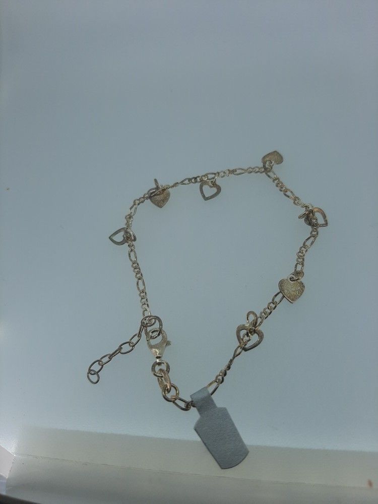 Heart Bracelet/ Anklet In Silver