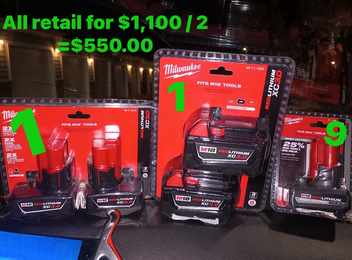 Milwaukee Batteries Brand new
