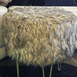 Threshold Faux Fur Foot Stool Chair 3 Piece Set