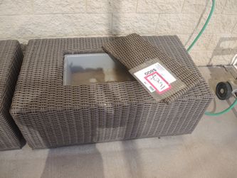 Outdoor Cocktail Table with Ice Cooler — Gathercraft (Gray Wicker)