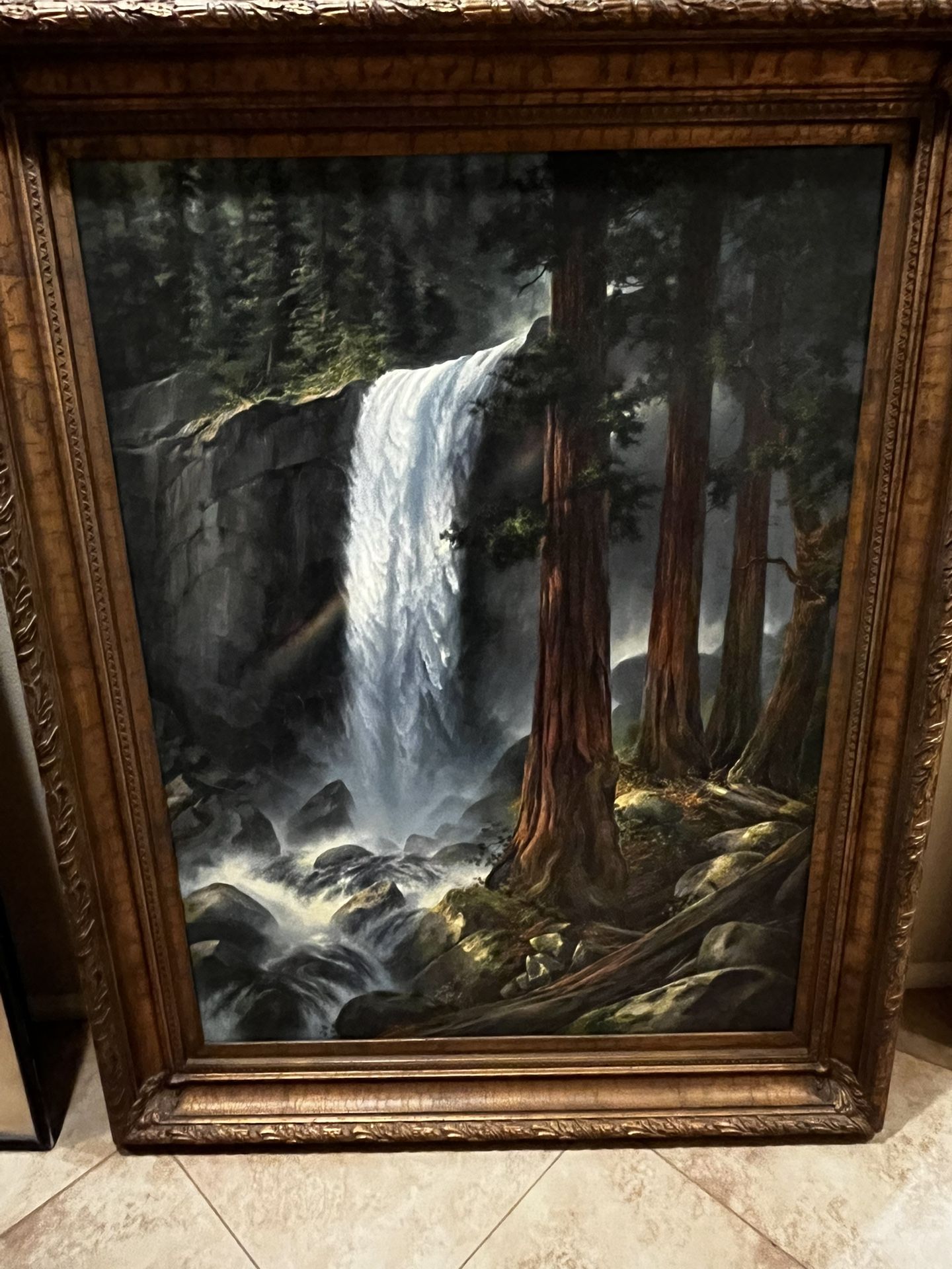 Original Oil Painting By Stephan Baumann ( Yosemite Waterfall) 