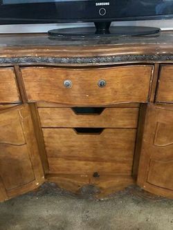 Antique solid wood granite top Dresser