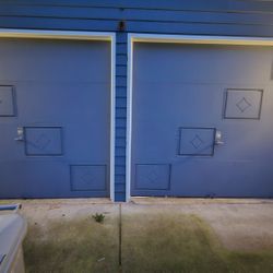 2 - Vintage 8x7 solid wood garage doors w/ rails good condition