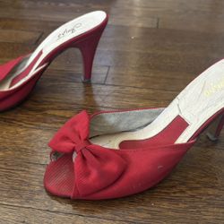 Cherry Red Vintage 1950's Kitten Heels 