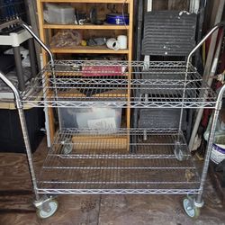 Wire Cart Heavy Duty Chrome with Wheels/Handles D24xW36xH30/40"