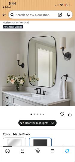 ANDY STAR 32” x 24” Matte Black Bathroom Vanity Mirror – New/Open Box