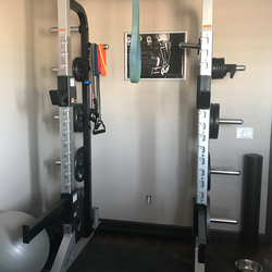 PB Extreme Half Rack w/Bench, Bars, Weights