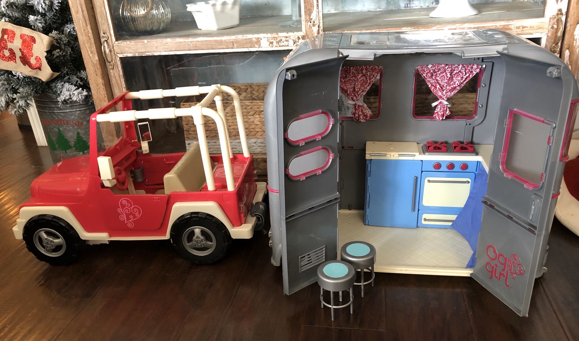 Our generation dolls camper trailer (not Jeep shown)