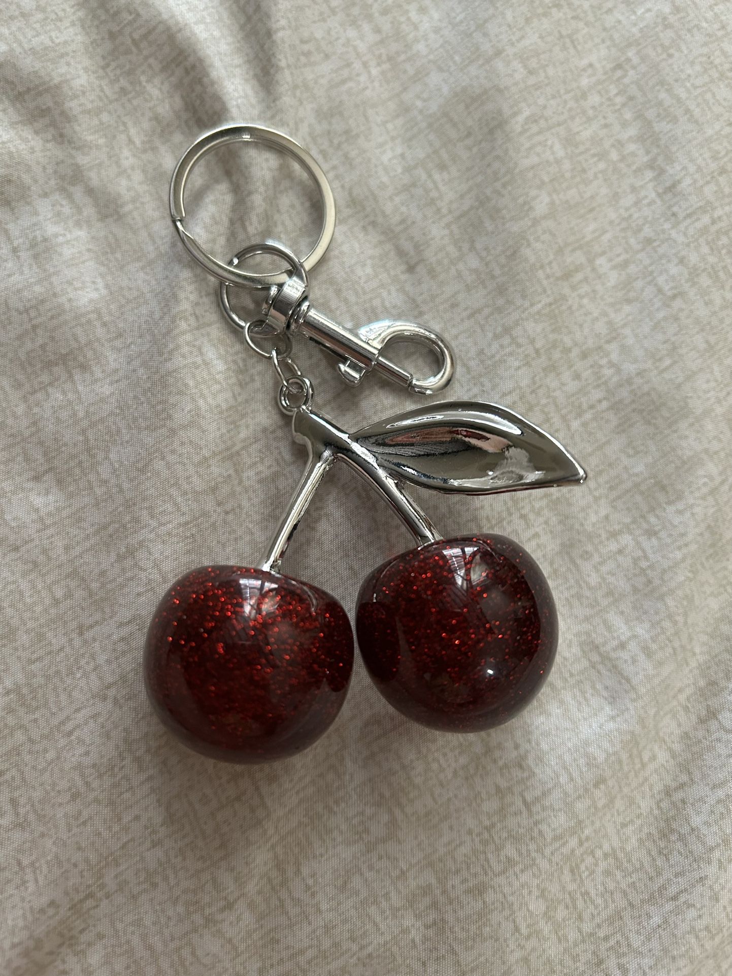 Coach Cherry Charm Keychain In Silver