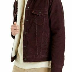 NEW Levi's Corduroy Sherpa Trucker Jacket Burgundy Brown Men’s Size  S 