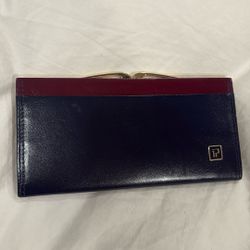 Retro Navy Blue And Burgundy, Long Wallet