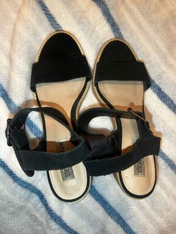 Steve Madden Black Suede Ankle Strap Sandals