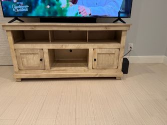 Rustic Wood TV Stand with Cabinet Doors