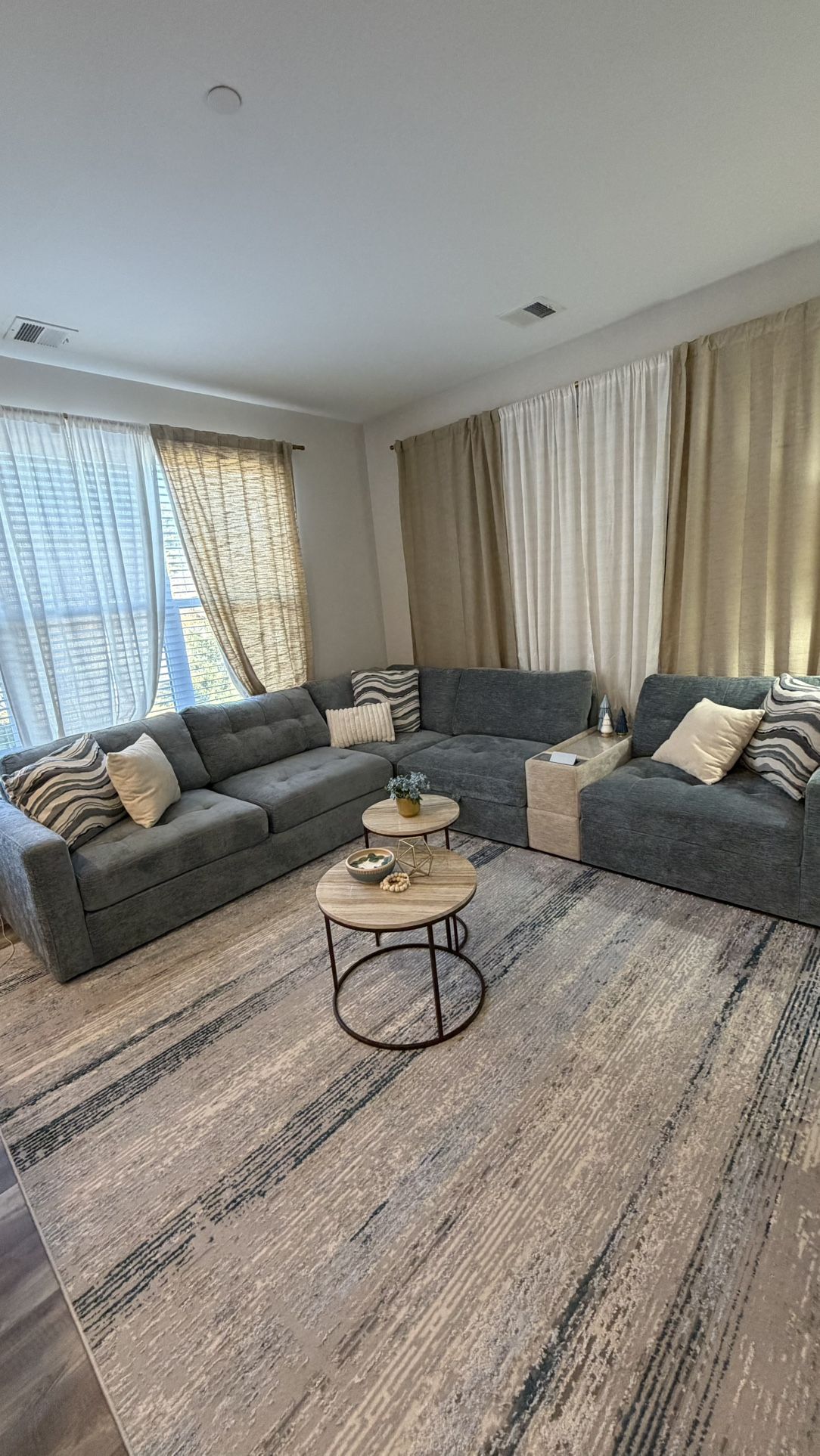 Sectional sofa sleeper, rug, and coffee table at a good price!!