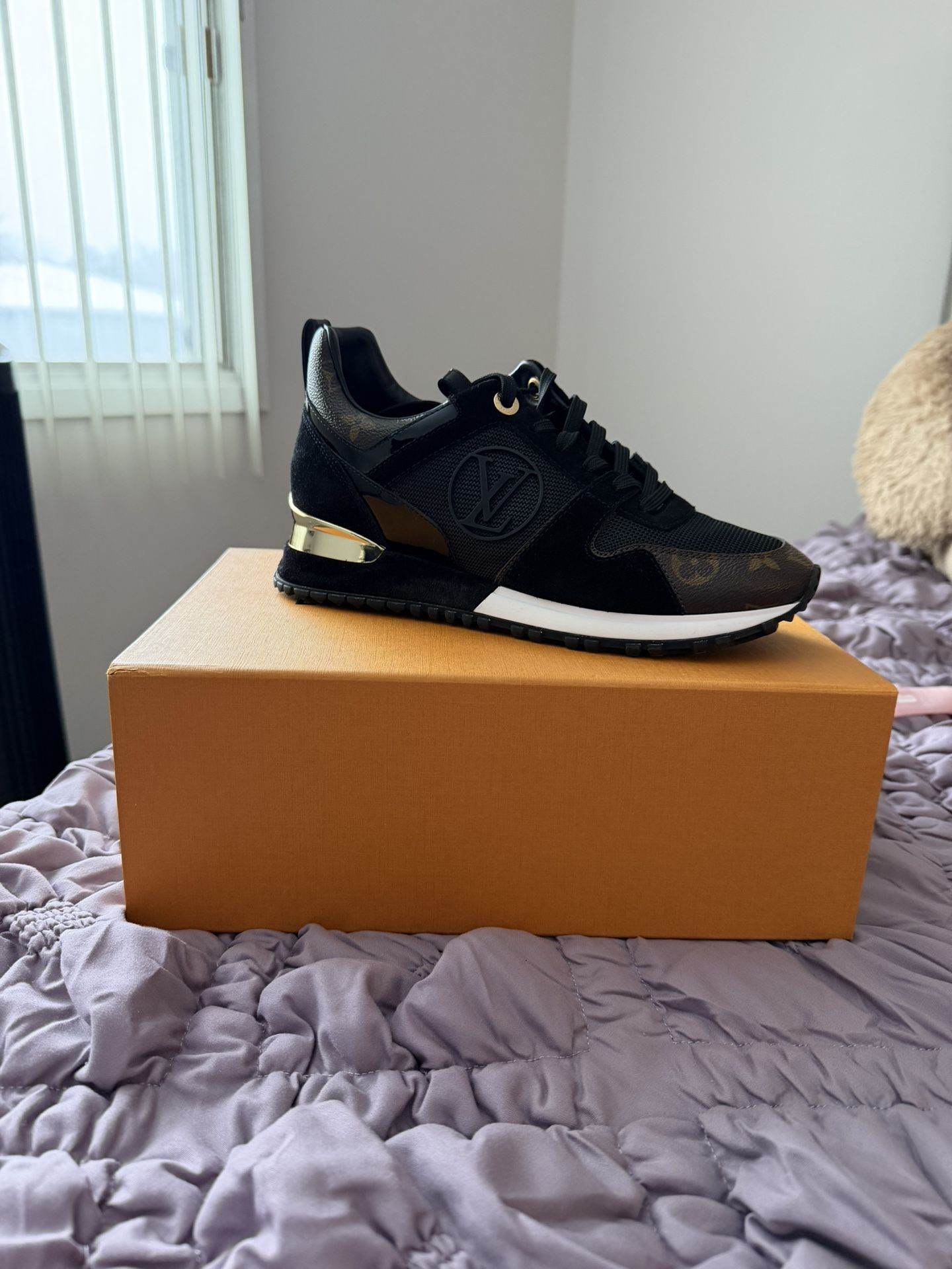 Louis Vuitton Brown/Black Canvas and Suede Run Away Sneakers