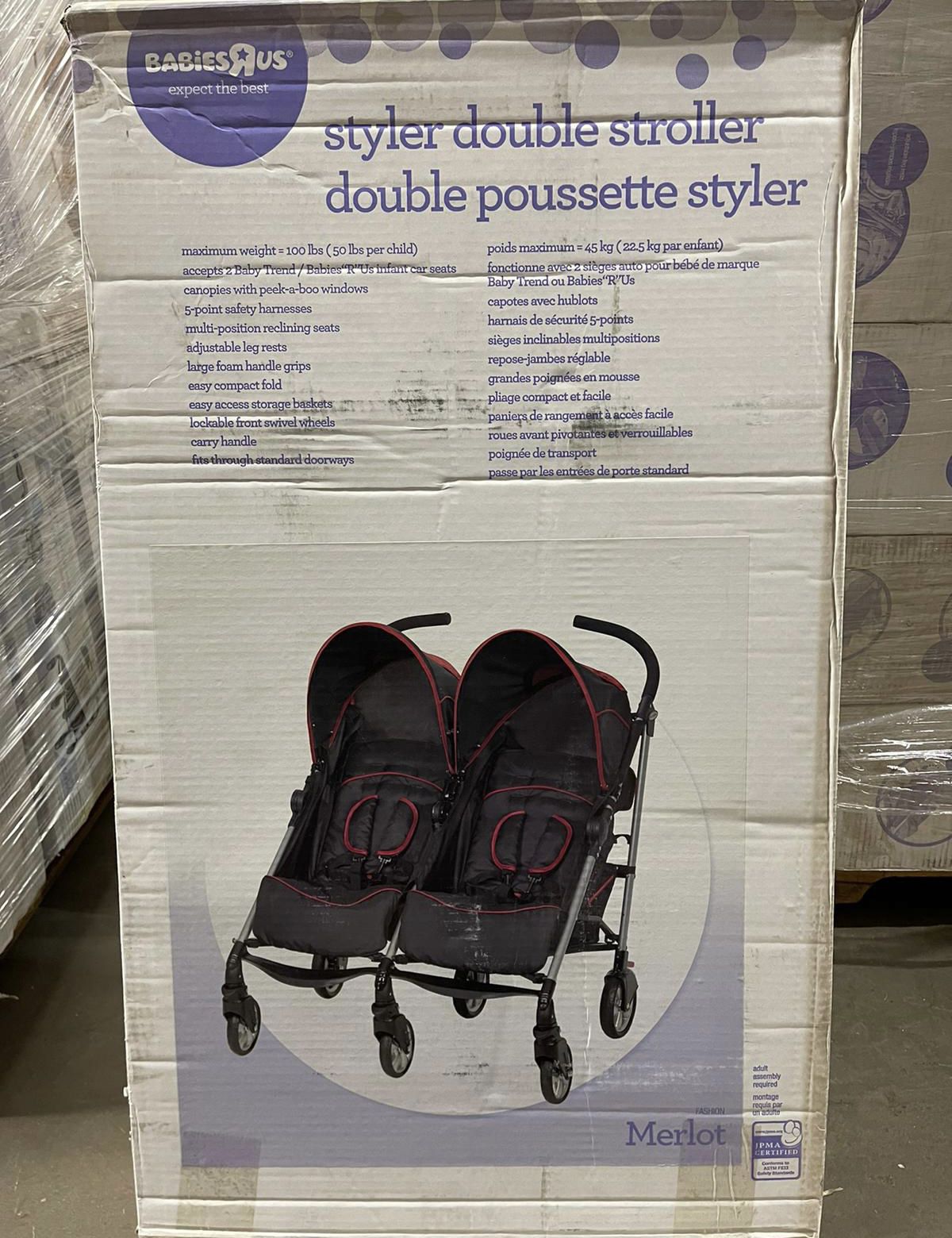 BabiesRus Styler Double Stroller  Safety Harness Reclining Seats