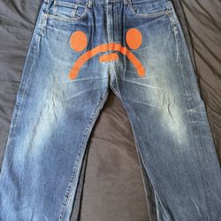 Vintage Baby Milo Sad Face Pants Orange 