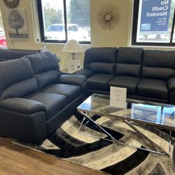 2 pieces sofa set in black