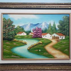 Vintage Painting Riverscape 50s-60s Style