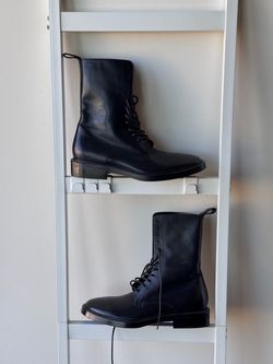 Balenciaga Men’s Black Leather Combat Boots – EU 43 / US 10 – New
