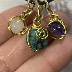 Gift Set 3 Handmade Pendants With A Black Cord Necklace