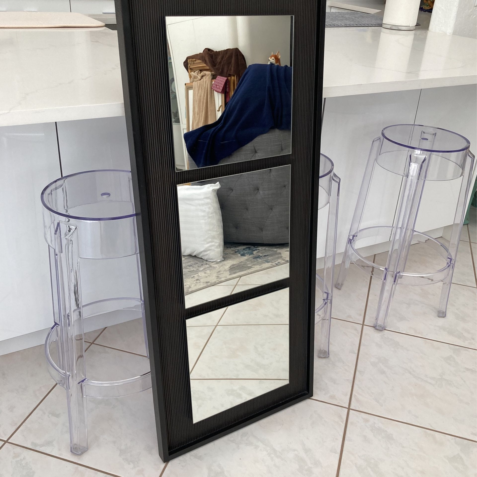 46” Tall Modern Rectangular Mirror From Canada. Triple Mirrors In
